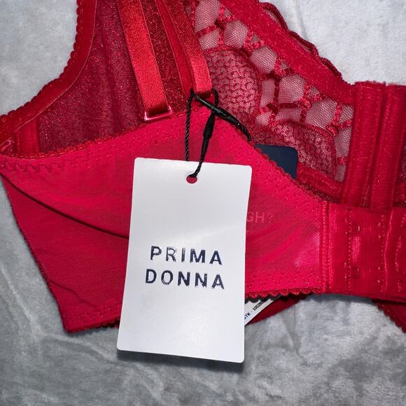 Prima Donna Bra 36F Red Vya Full Cup Strawberry Kiss Underwire Lace NWT! - Picture 9 of 10